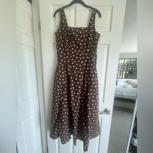 Abercrombie & Fitch Brown Polka Dot ‘Shells’ Fit & Flare Lined Sundress